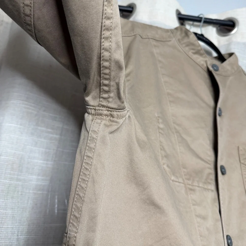J.‎ Peterman Utility Jacket 100% Cotton Twill Khaki Metal Buttons Men's LARGE